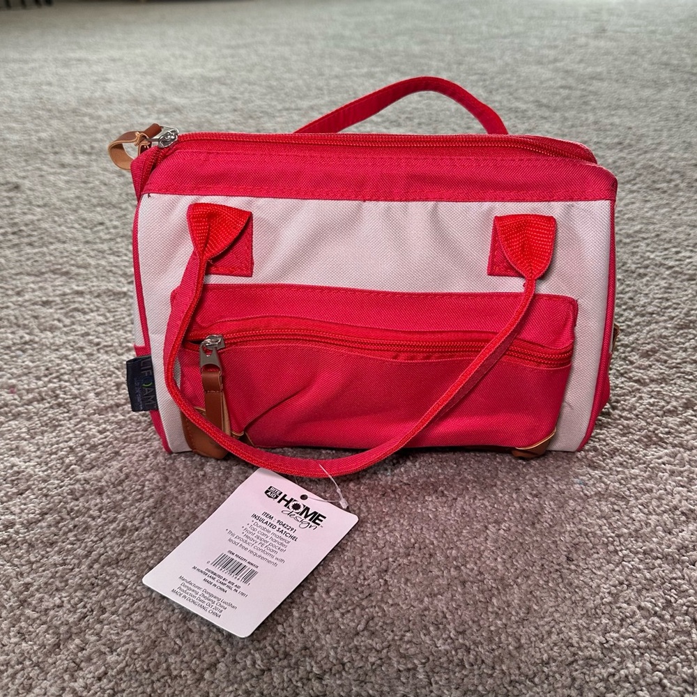 Pink and White Women's lunch Bag